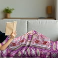 thumbnail image 3 of Afghan Soft Flannel Fleece Throw Blanket, Traditional Oriental Design with Simplistic Geometric Shapes Motif, Cozy Plush for Indoor and Outdoor Use, 70" x 90", Multicolor, by Ambesonne, 3 of 5