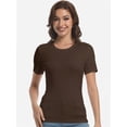 thumbnail image 5 of Womens Scoop Neck T Shirts Basic Ribbed Tees Fitted Tshirt Plain Short Sleeve Tops Casual, 5 of 6