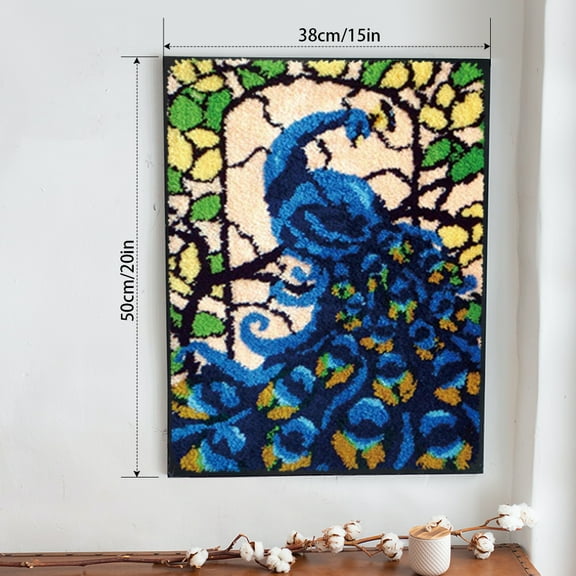ShowNiceArt Pretty Peacock | Latch Hook Rug Kit, Tapestry DIY Carpet Arts Crafts 50×38cm/20*15in