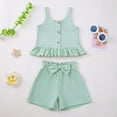 thumbnail image 2 of Toddler Sweatsuits Girls Girls 2 Piece Outfit Sleeveless Crop Tank Tops Ribbed High Waisted Shorts Casual Summer Matching Set 2 Piece, 2 of 5