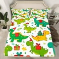 thumbnail image 2 of jejeloiu Cartoon Dinosaur Twin Sheet Sets,Colorful Graffiti Animal Twin Fitted Sheet,Merry Christmas Gifts Flat Sheet For Boys Kids,Super Cozy Room Decor,3 Pieces, 2 of 7