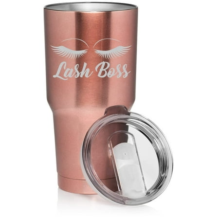 

30 oz Tumbler Stainless Steel Vacuum Insulated Travel Mug Cup Lash Boss Makeup Lash Extension Artist (Rose Gold)