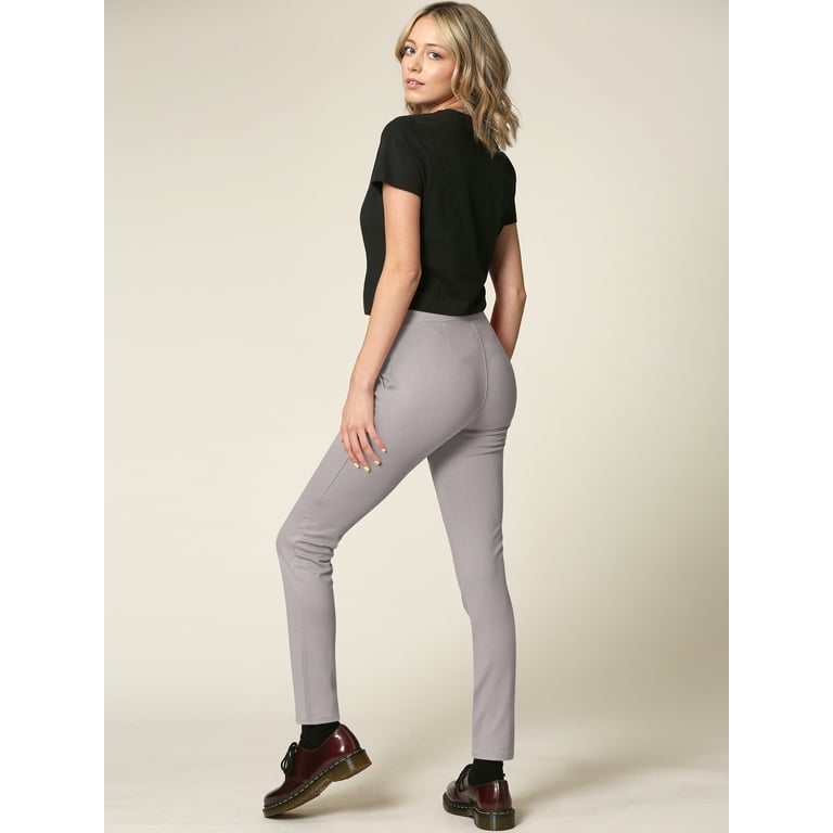 Made by Johnny Women's Casual Leggings Stretchy Work Ankle Pants Office  Slacks with Pocket L LIGHT_GREY