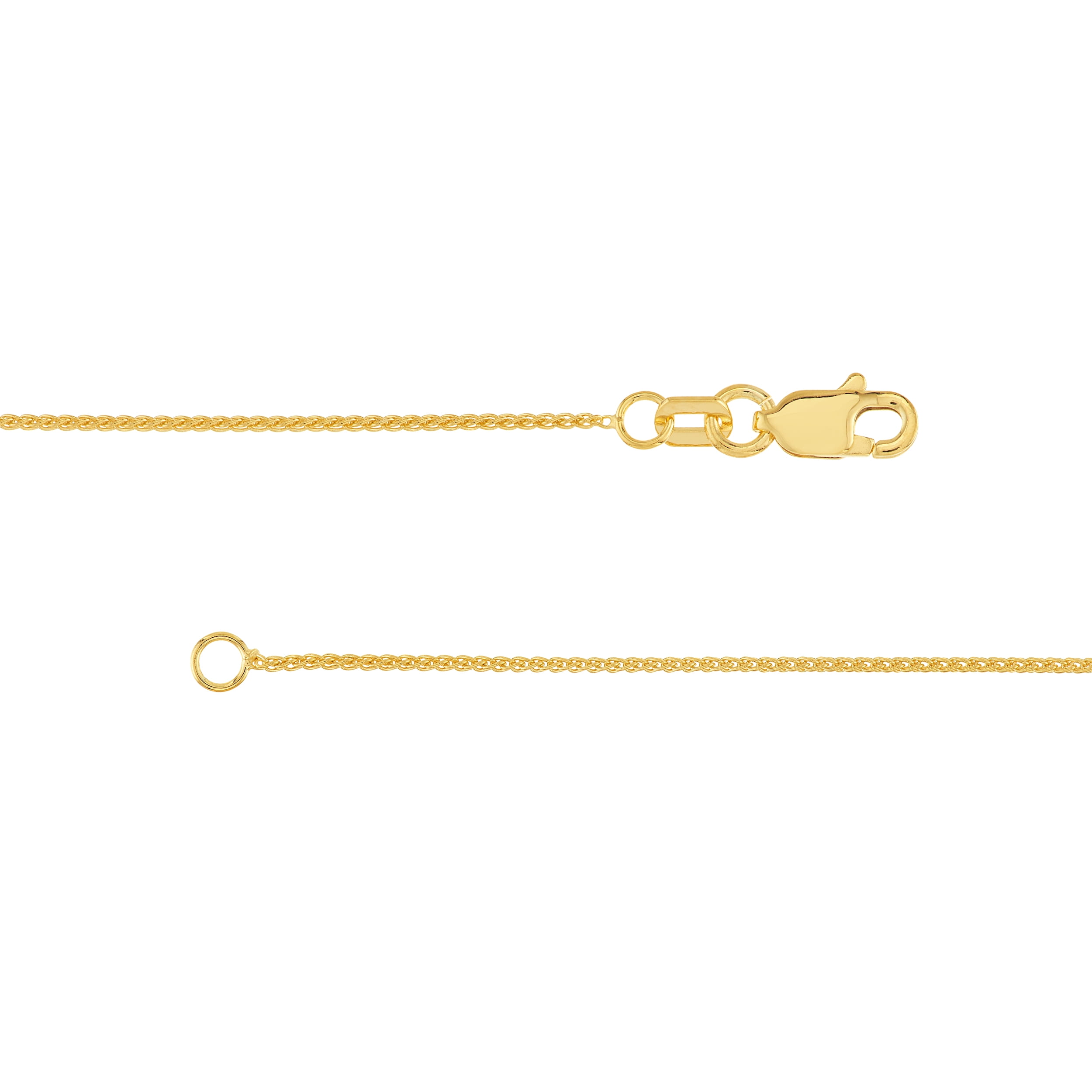14K Yellow Gold Women's 20" 0.85mm Round Wheat Chain Necklace