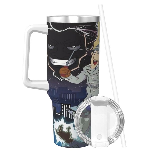 Taza térmica de acero inoxidable con aislamiento térmico para café caliente o frío de 40 oz con asa de Inspector Gadget