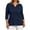 Navy Tops, variant on Htigea Women's 3/4 Sleeve Tops Trendy Notch V Neck Tunic Blouse Solid Color Casual Comfy Everyday T Shirts Navy L