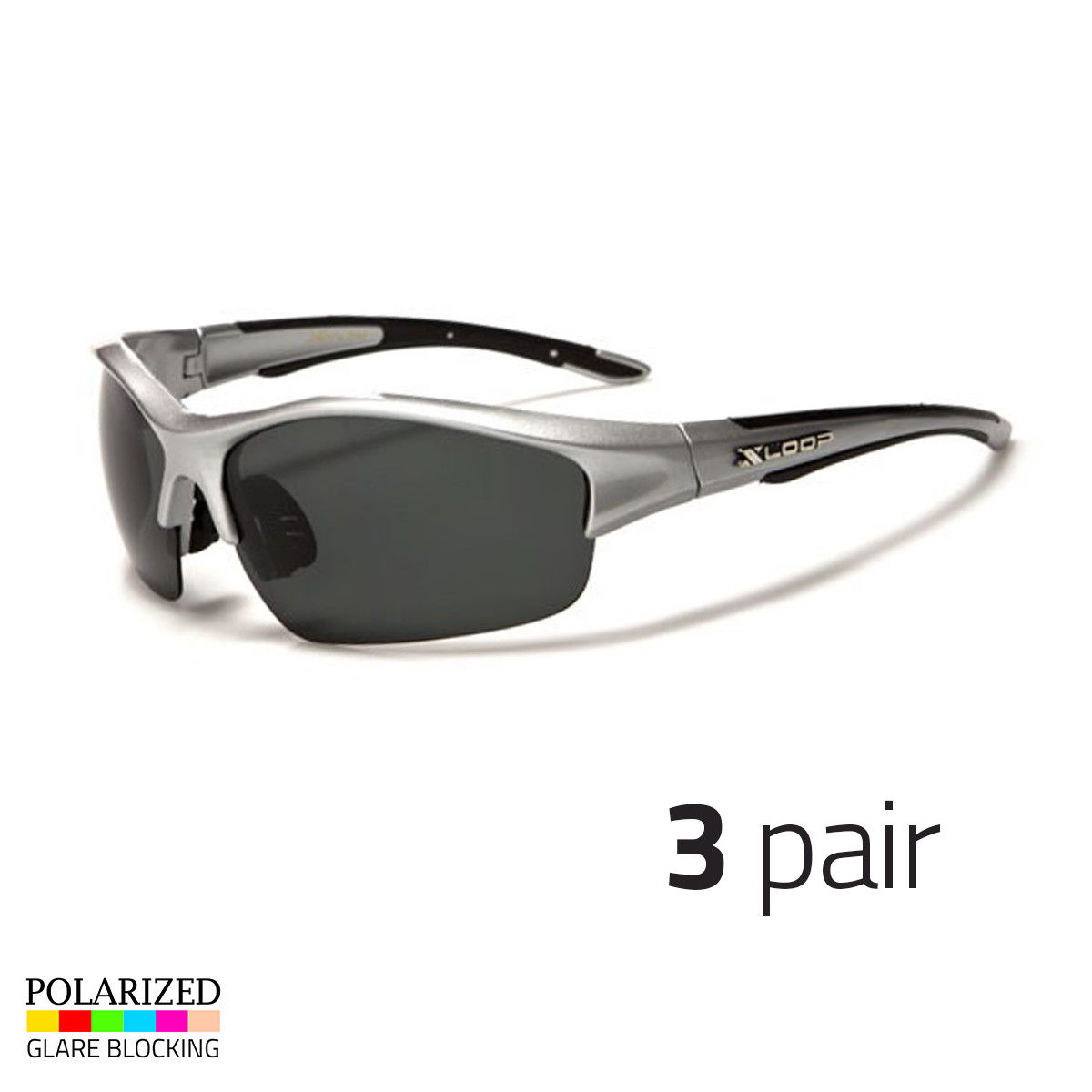 3 Pair Polarized Mens Wrap Around Fashion Sunglasses Golf Silver Sport