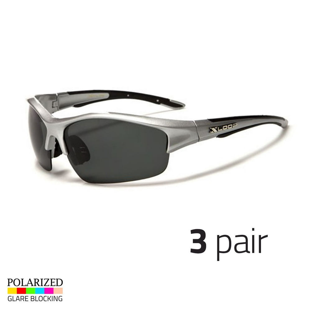 Sunny Shades 3 Pair Polarized Mens Wrap Around Fashion Sunglasses