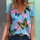 thumbnail image 2 of Blusa de manga corta con cuello en V informal para mujer a la moda, camisetas de verano Fridja  bn3894, 2 of 5