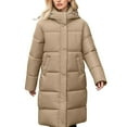 thumbnail image 3 of Pounoo Long Puffer Jackets for Women Thickened Quilted Hooded Jacket Padded Warm Winter Thick Coat with Pockets, 3 of 7