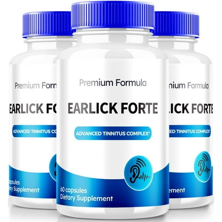 (3 Pack) Earlick Capsules, Official Ear Health Formula, All-Natural Supplement to Promote Inner Ear Health, Premium Tinnitus Support, Ear Lick Reviews (180 Capsules)