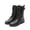 BLACK-PU-2, variant on Women's Ankle Bootie Winter Lace up Mid Calf Military Combat Boots