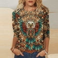 thumbnail image 3 of JTZGDY Western Shirts for Women Plus Size Ethnic Style Tops Plus Size 3/4 Lenght Sleeve Vintage Bleached Crewneck Tunic Tees Loose Oversied Graphic Tshirt Tops Multicolor#14 XXXL, 3 of 6