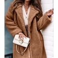 thumbnail image 3 of Katigan Women'S Fuzzy Fleece Lapel Open Front Long Cardigan Coat Faux Fur Warm Winter Outwear Jackets Khaki XXL, 3 of 6