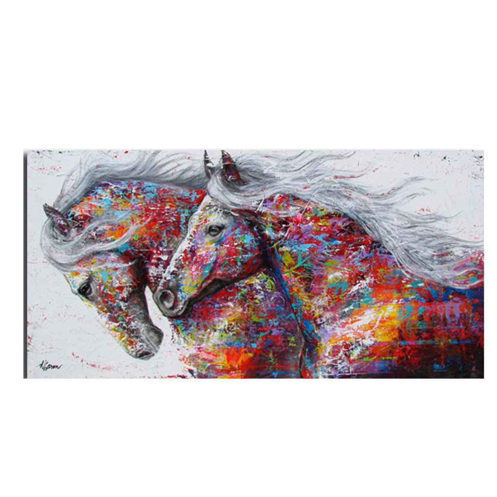 Electronicheart Two Running Horse Colorful Animals Abstract Unframed Canvas Art Hd Printed Oil Paintings Posters Pictures Walmart Canada