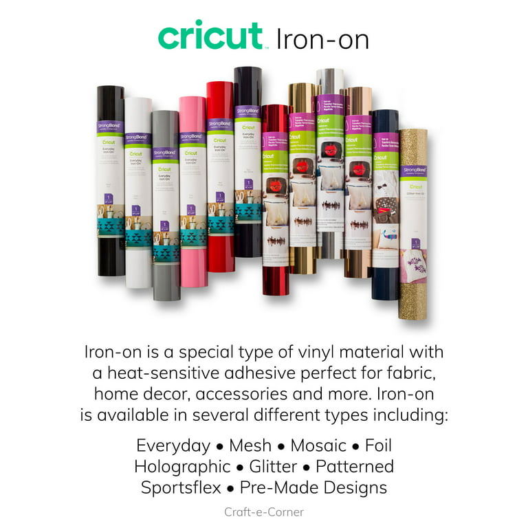 Cricut Everyday StrongBond HTV Iron-On Bundle, Red, Green, Gold, Silver,  12x24 