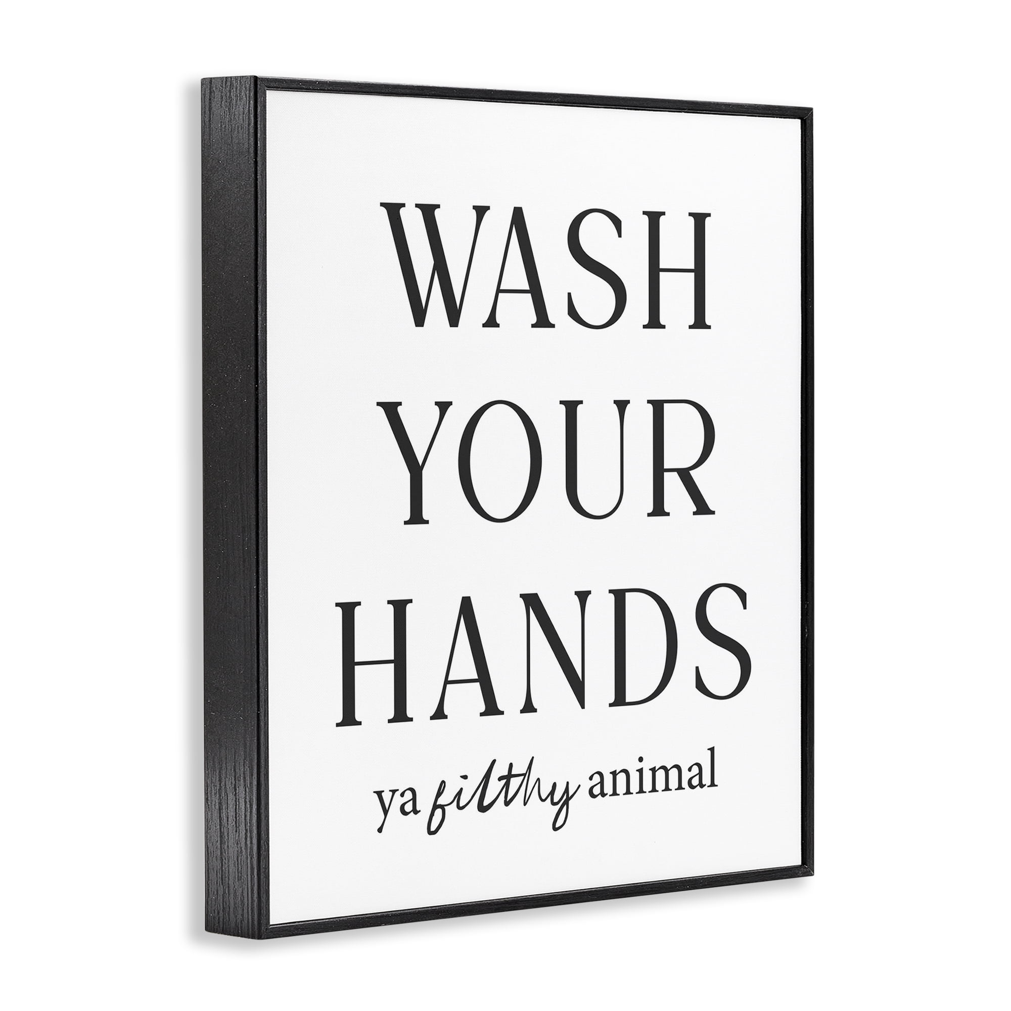 Stupell Industries Wash Your Hands Funny Reminder Black Framed Giclee Art, design by Lettered and Lined