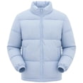thumbnail image 6 of Mifsaly Mens Puffer Jacket Solid Color Stand Collar Full Zip Casual Padded Winter Coat with Multi Pockets Light Blue,XL, 6 of 8