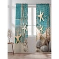 thumbnail image 2 of Ocean Marine Sheer Curtains 2 Panels Set Vintage Shell Starfish Blue Wood Grain Lihgt Filtering Rod Pocket Voile Drape, Semi Sheer Window Curtains for Bedroom Living Room, 52"x96", 2 of 5