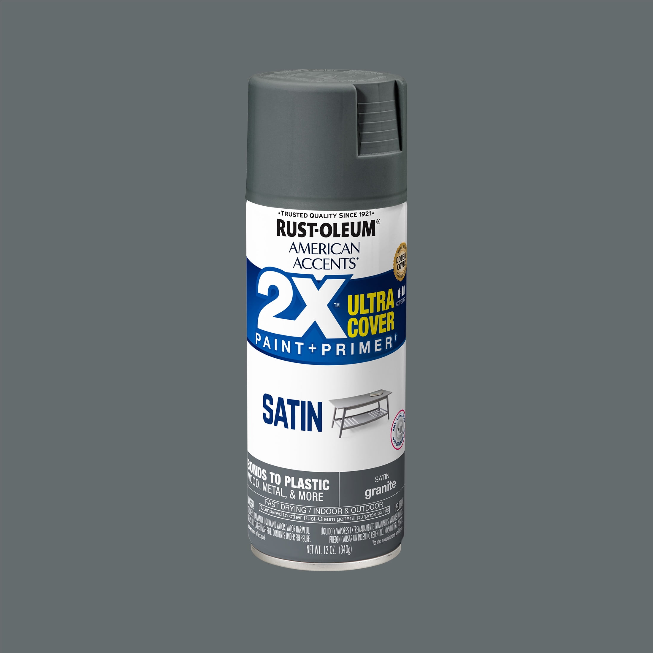 (6 pack) Granite, Rust-Oleum American Accents 2X Ultra Cover Satin Spray Paint-327931, 12 oz