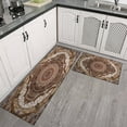 thumbnail image 3 of Boho Dark Brown Pattern Rugs and Mats Non Skid Washable Absorbent Microfiber Soft Kitchen Mat for Floor Set Of 2 Decor Stain Resistant 17"x47"+17"x30", 3 of 7