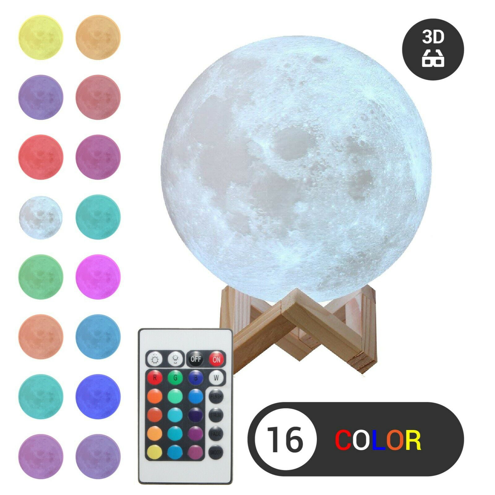 3D Moon Lamp LED Touch Night Light Desk Color Changing Night Lamp Remote Control 