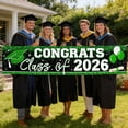 thumbnail image 4 of Luluganb Grad 2026 Banner Gold Stars Graduation Display Graduation Caps Diploma Scrolls 2026 Grad Backdrop for Graduation Ceremony High School Graduation Graduation Photo Backdrop Green, 4 of 9