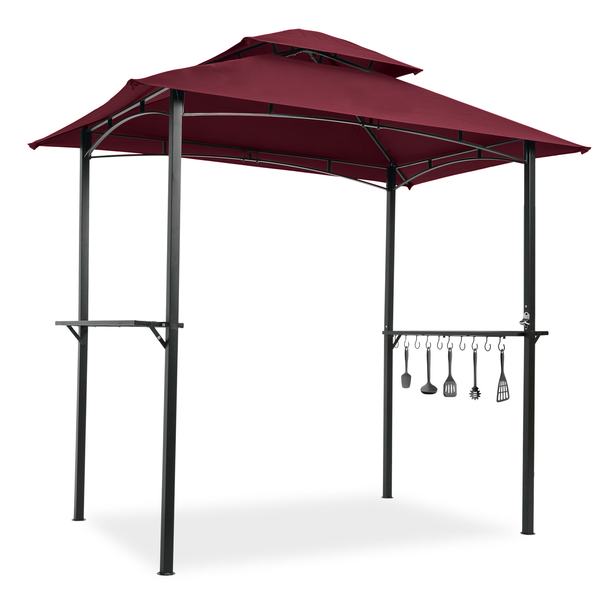 Burgundy Outdoor Grill Shelter Replacement Canopy Top BenefitUSA Double Tiered Replacement Canopy for 8x5ft Barbecue Gazebo
