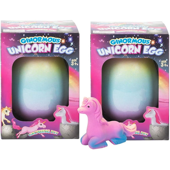 Set of 2 Surprise Growing Unicorn Hatching Extra Large Rainbow Egg Kids Toys Assorted Colors