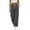 Dark Gray, variant on Summer Linen Pants for Women Fashion Casual Wide-Leg Loose Pants for Beach Vacation Drawstring Elastic High-Waisted Trouser with Pockets, Beige, Size S