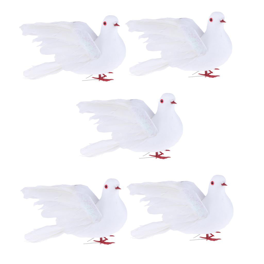 3Pcs Ornament Decor Feathered Birds for Artificial Pigeon Doves Simulation 