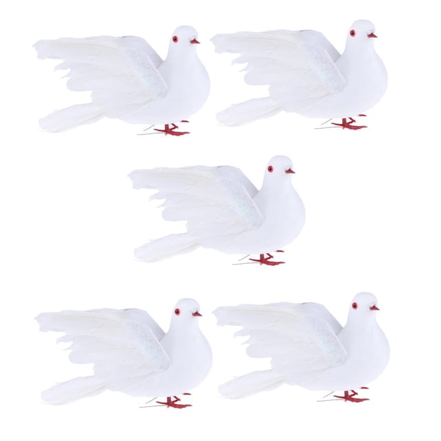 Paquete de 5 figuras de palomas emdas realistas, manualidades con adornos de animales de paisaje, decoración de jardín y patio Soledad Pájaros artesanales con plumas