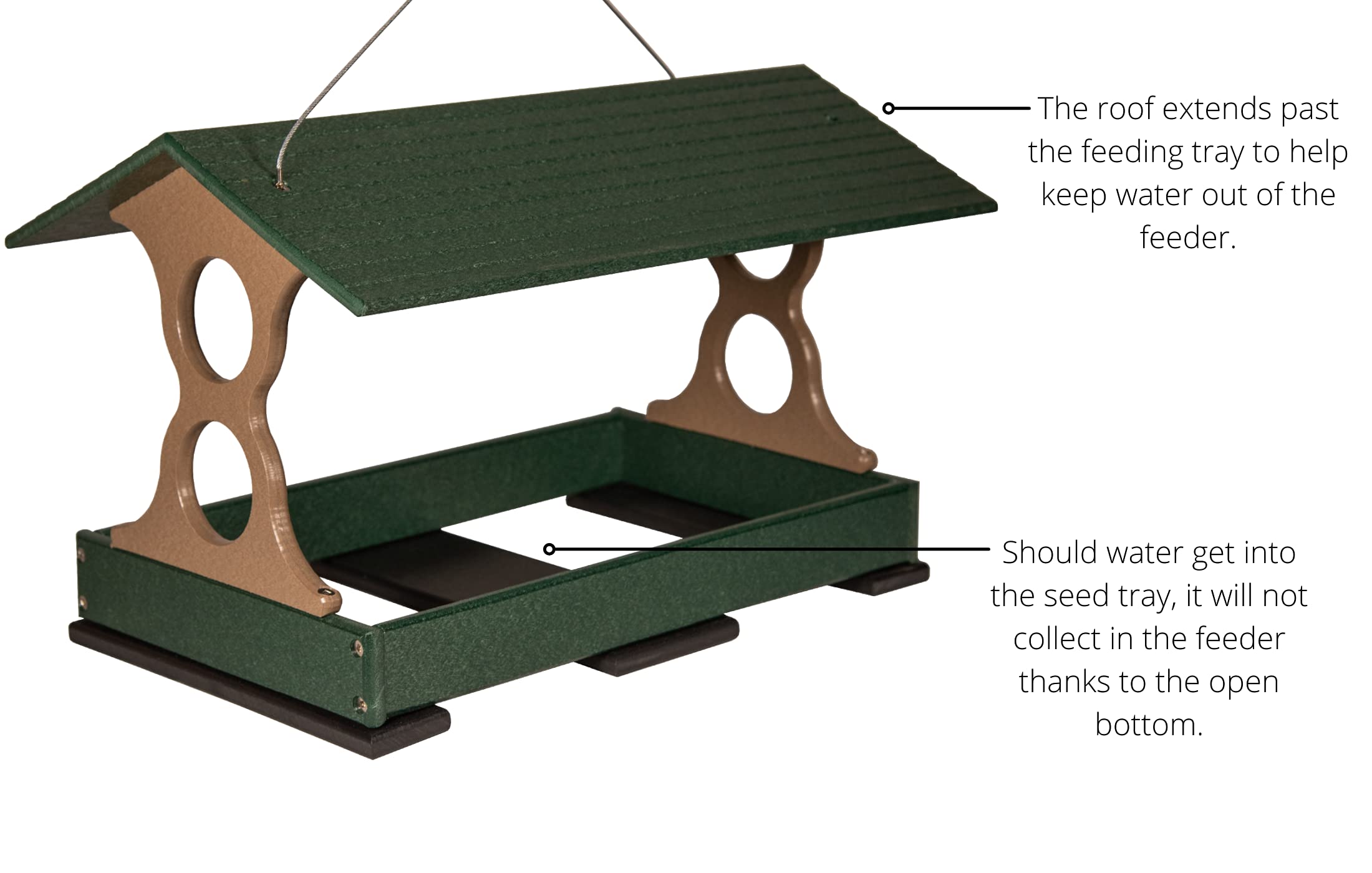 JCs Wildlife Large Fly Thru Bird Feeder (Green and Tan, Feeder Only)