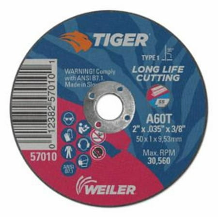 

Weiler 804-57065 3 x 0.035 x 0.25 in. A60T T1 Tiger Aluminum Oxide Type 1 Cutting Wheel