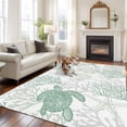 thumbnail image 2 of Large Area Rug 6'x9', Green Coastal Non-slip Runner Carpet for Living Room/Bedroom/Office, Sea Turtle Nautical Coral Summer Beach Outdoor Indoor Rectangle Area Rugs Floor Mat for Kitchen/Dining Room, 2 of 9