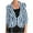Blue, variant on Fantaslook Clearance Women's Blazer Casual Work office Open Front Striped Blazer Striped 3/4 Sleeve Lightweight Fashion Jacket Green 12(XXL)