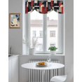 thumbnail image 5 of Abstract Color Block Tie Up Valances Curtain, Gray White Geometric Black Striped Kitchen Valances for Windows Decor, Rod Pocket Short Curtains Set for Bedroom/Bathroom, 42"x12", 5 of 9