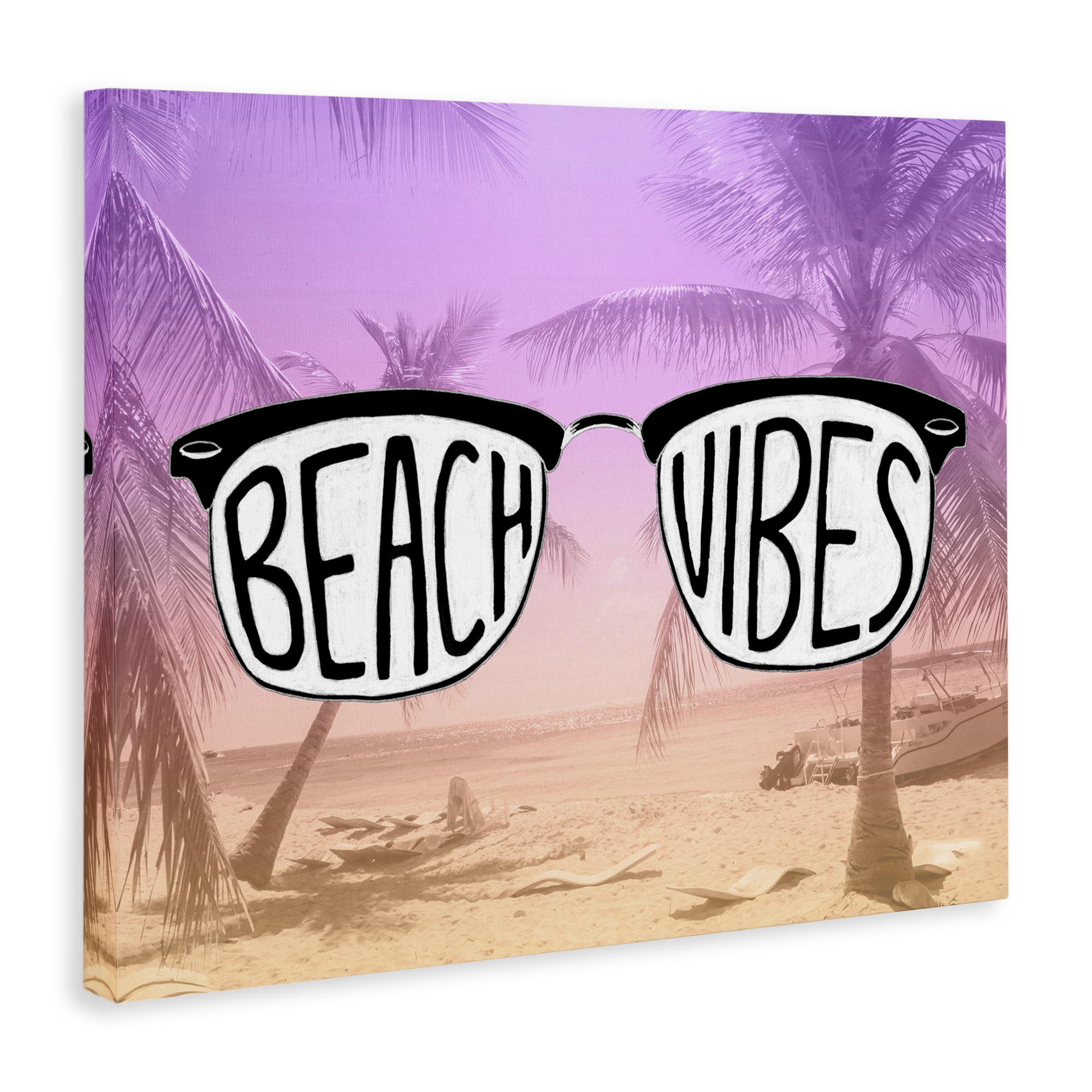 Stupell Industries Tropical Beach Vibes Typography Painting Gallery Wrapped Canvas Art Print Wall Art, 20 x 16