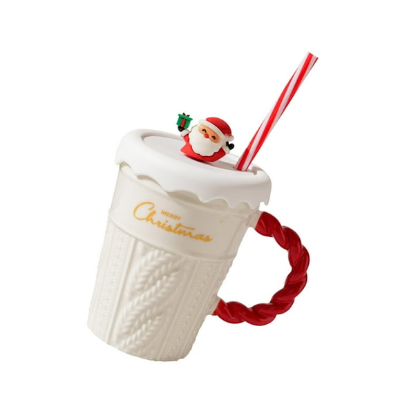 Festival Christmas Coffee Mugs Ceramic Christmas Coffee Cup with Lid Holiday Theme Drinkware for Homes Office