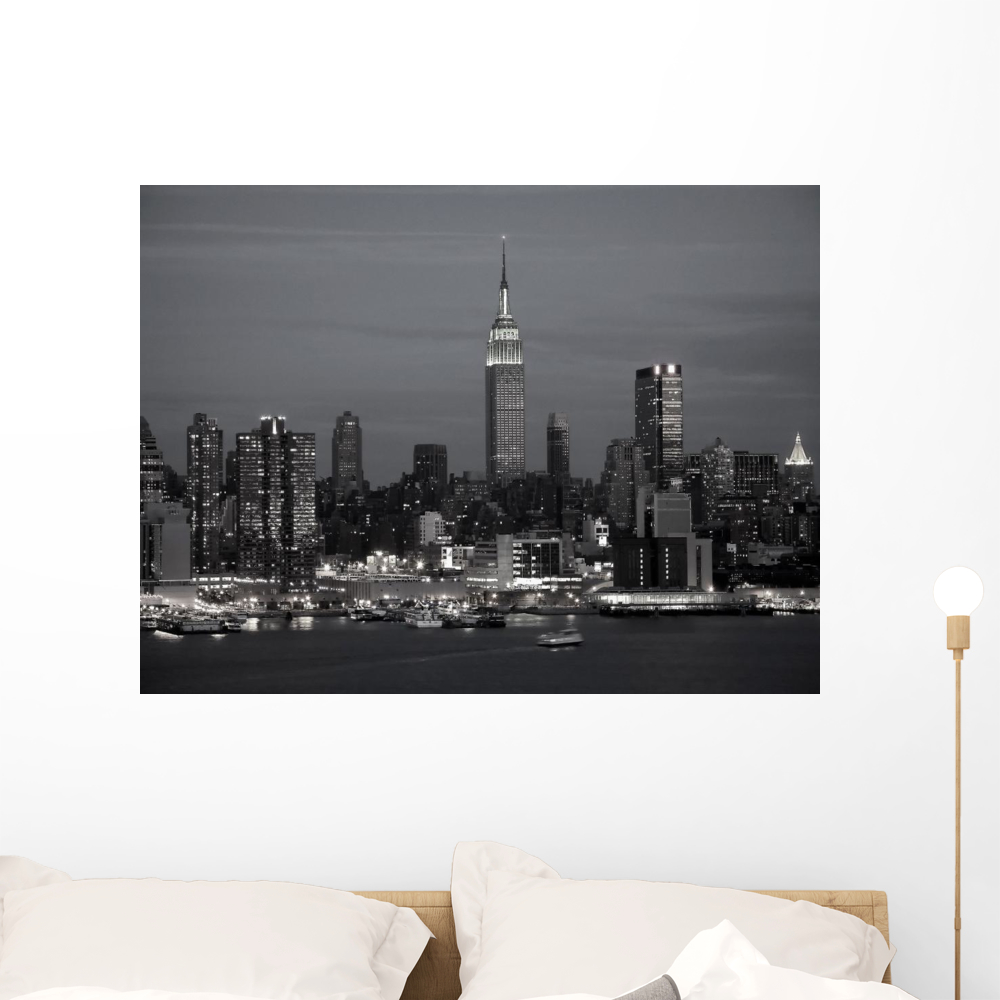 New York Skyline Bw Wall Mural by Wallmonkeys Peel and Stick Graphic ...
