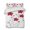 thumbnail image 2 of Quilts Twin Size, Red Spring Floral Soft Comforter Bedding Set for Bed, Elegant Summer Botanical Pastoral Lightweight Quilted Bedspread with Pillow Cover(2 Pieces) for All Season, 68x86 Inch, 2 of 6