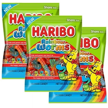 Haribo Rainbow Worms, 5oz Gummy Bag (3 Pack)