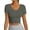 Black, variant on PInxai Womens Workout Tops with Built in Bras Round Neck Short Sleeve Crisscross Back Athletic Shirts Breathable Running Crop Tops