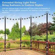 4 Pack String Light Poles for Outside, Duty Metal Light Poles for Outdoor String Lights with Fork, Adjustable Lighting Accessories for Patio Decor Backyard Pergola Garden Decorations