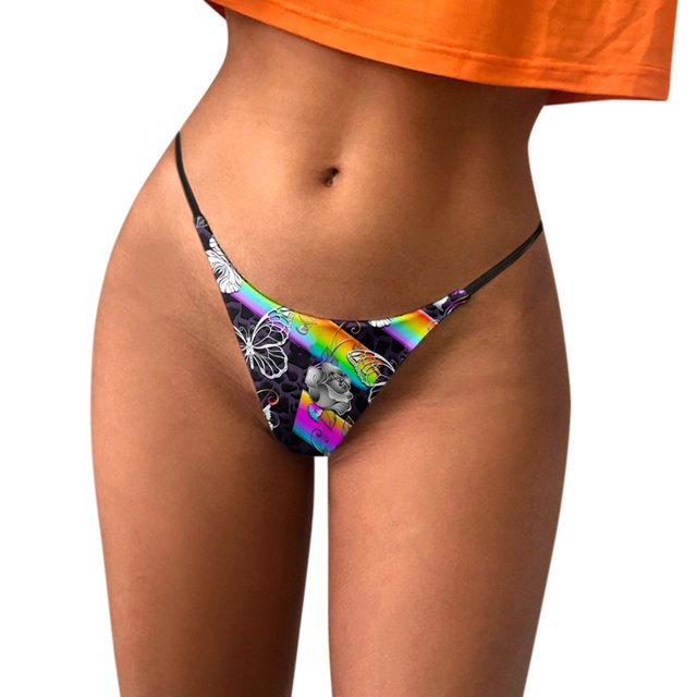 Ketyyh-chn99 Panties for Ladies 2024 Ladies Hipster Breathable Panties Womens Underpants Comfort Fashion Pattern Panties Low Rise Soft T Back G String Panties Black,2XL