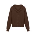 thumbnail image 6 of Edvintorg Cardigan Sweaters for Women Lightweight Plus Size Ruffle Long Sleeve Casual Cardigans Button Down Loose Knit Cardigan Womens Fashion Brown S-3XL, 6 of 6