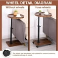 thumbnail image 4 of Twister.CK Sofa Side Table, C-Shape Tray Table with Wheels, Round Couch Coffee End Table, Adjustable Height for Home Office, Wood color, 4 of 8