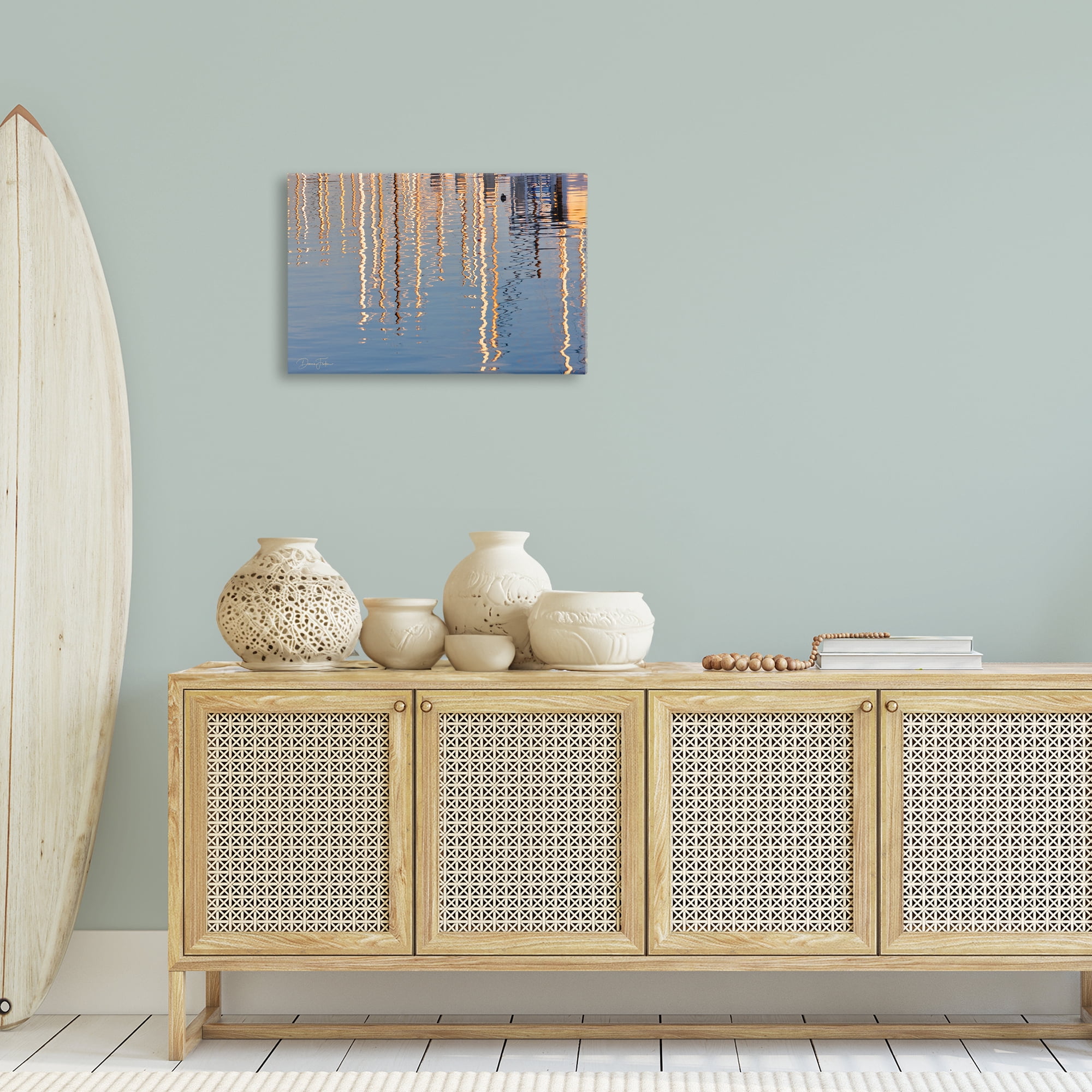 Stupell Industries Beach Post Reflections Coastal Photography Gallery Wrapped Canvas Art Print Wall Art, 24 x 16