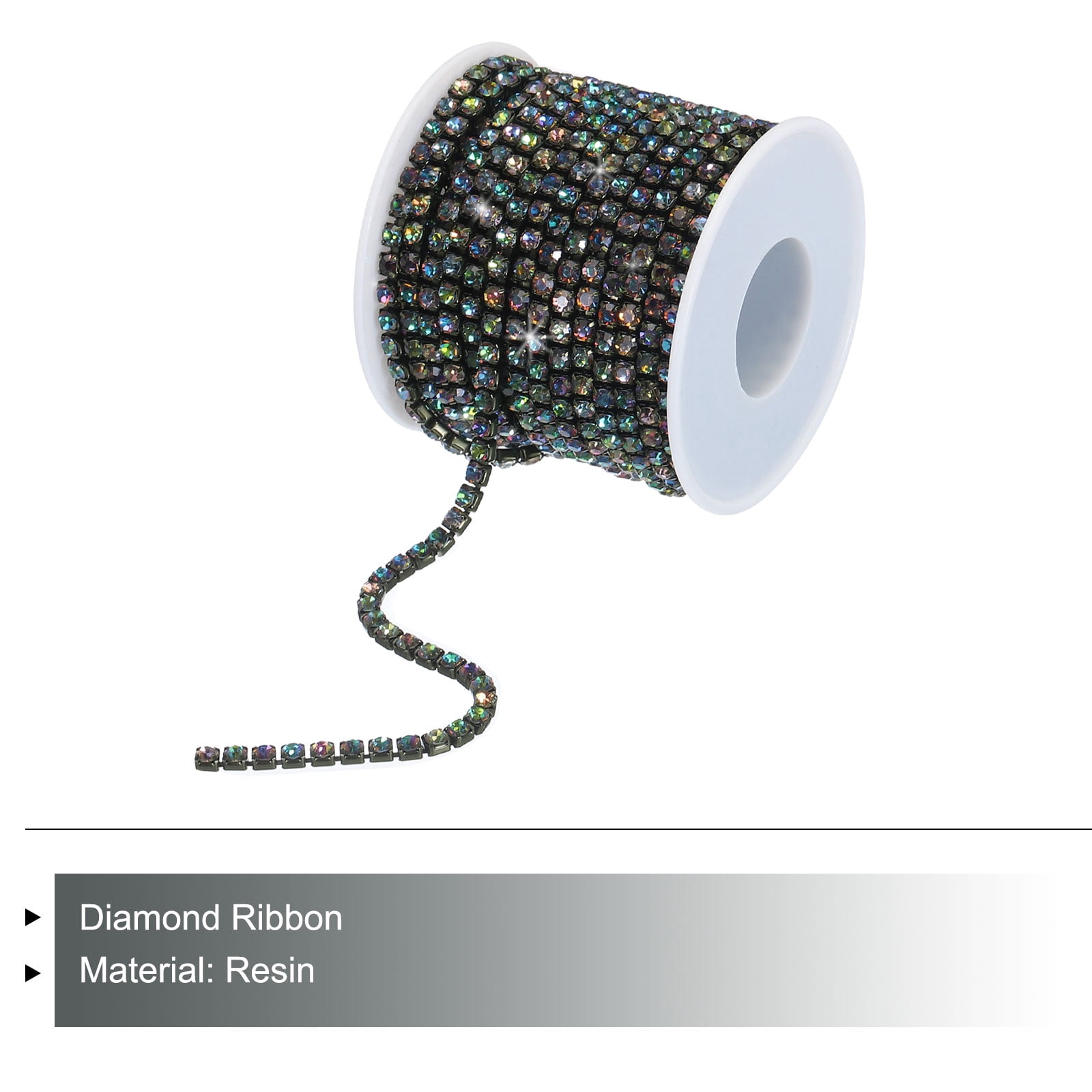 Uxcell 10 Yard 4mm Crystal Rhinestone Diamond Close Chain Trim Trimming Claw Cup Chain for Sewing, Crafts,Colorful
