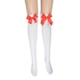 thumbnail image 2 of Xijirk Womens Thigh High Socks with Satin Bow Decor Over The Knee Hosiery White,One Size, 2 of 3